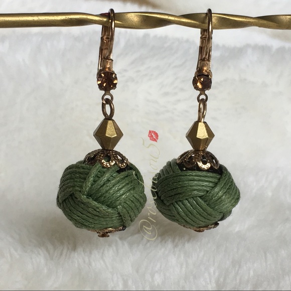 Jewelry - Vintage Silk Bon-Bon Beaded Rhinestone Earrings